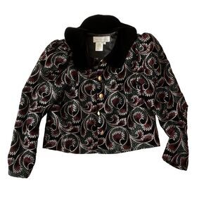 JESSICA MCCLINTOCK Vintage Black Velvet Sparkles Dress Jacket Women‎ Size 6